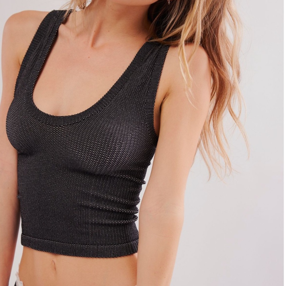 Free People Intimately Clean Slate Seamless Scoopneck Black Tank Top Size S